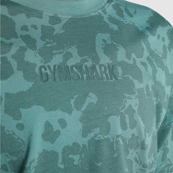 2/$20 Gymshark Teal CAMO GRAPHIC OVERSIZED T-SHIRT xxl - Picture 3 of 9